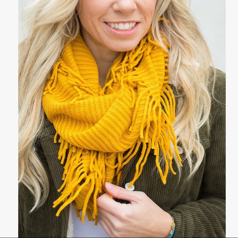 Mustard Fringe Scarf